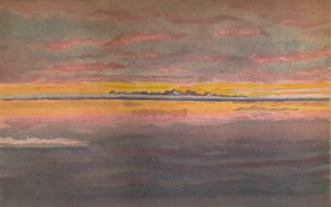 Coucher de soleil au large de la côte nord de l