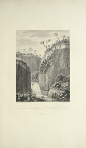Roches basaltiques et la cascade de Regla, dessiné par Gmelin, gravé par Bouquet, illustration de 