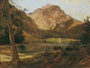 Le lac Langbathsee avec les montagnes Höllengebirge - Friedrich August Mathias Gauermann