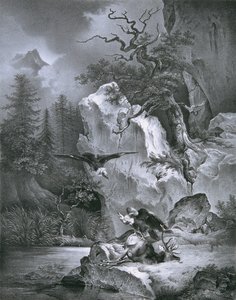 Vautour avec cerf mort - Friedrich August Mathias Gauermann