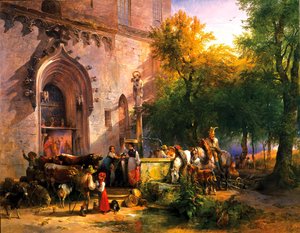 À la fontaine du monastère, 1836 - Friedrich August Matthias Gauermann