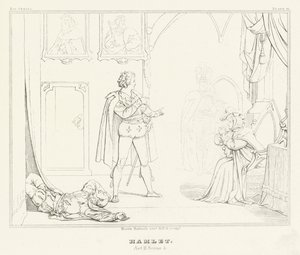 Hamlet, Acte III, Scène 4 (gravure) - Friedrich August Moritz Retzsch