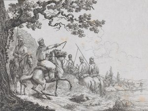 Cosaques chevauchant le long d