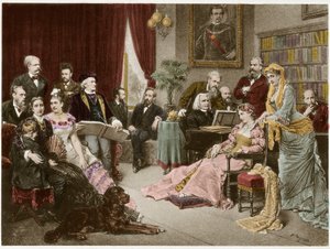 Richard Wagner et Liszt à Bayreuth avec Cosima et Siegfried - d