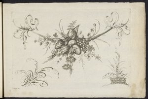 Feston de fruits, feuilles et fleurs (Unterschidliche neue Feston von Blumen und Früchten)