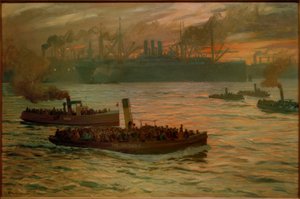 Fin de journée. Au port de Hambourg - Friedrich Kallmorgen