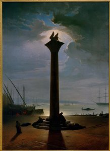 La colonne de Saint-Marc à Venise au clair de lune