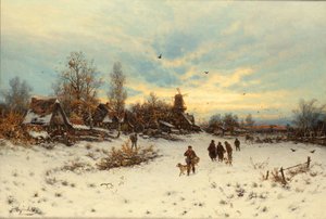 Un coucher de soleil en hiver