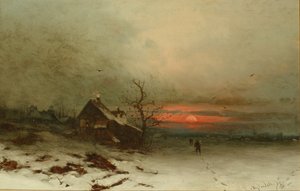 Retour à la maison au coucher du soleil