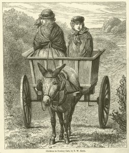 Enfants dans une charrette à âne (gravure)