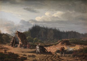 Une tourbière avec des coupeurs de tourbe. Høsterkøb, Nord de la Zélande - Fritz Petzholdt