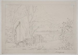 Paysage avec puits à bascule au premier plan - Fritz Petzholdt