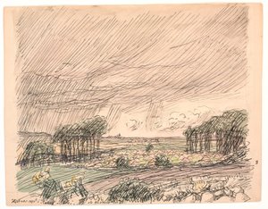 Le foin était empilé dans des meules dans les prairies vertes - Fritz Syberg