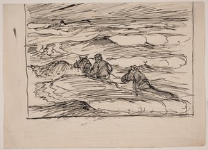 Søren Kanne chevauchant à travers les vagues - Fritz Syberg