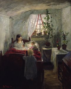 Intérieur avec enfants - Fritz Thaulow
