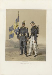 Illustration tirée du livre Les armées suédoise et norvégienne, ainsi que les flottes dans leur uniforme actuel par Dardel, Fritz von et publié par Bonnier (se, 1863) - Fritz von Dardel