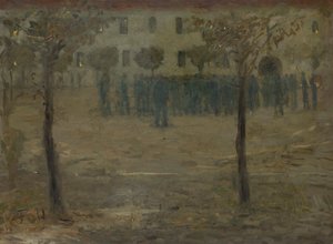 Dans la cour de la caserne - Fritz von Uhde