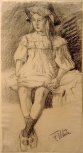 Jeune fille assise avec chapeau - Fritz von Uhde