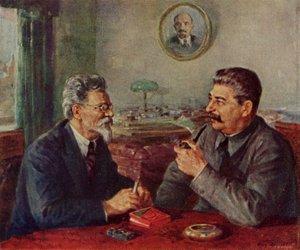 Joseph Staline (1879-1953) & Mikhaïl Ivanovitch Kalinine (1875-1946)