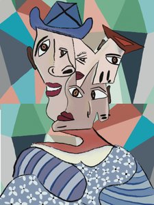 Portrait cubiste haut en couleur