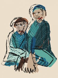 Figures bleues tranquilles