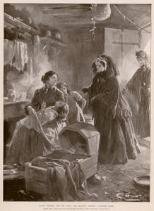 La reine Victoria et les pauvres : la reine visitant une maison de campagne - G.S. (after) Amato