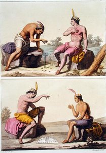 Indiens jouant au Queciu (en haut) et au Porotos (en bas), Chili, de 