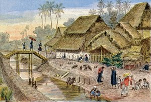 Un village annamite, Indochine française, c.1900