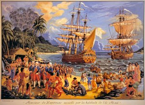 Jean François Galaup de Laperouse accueilli par les habitants de l