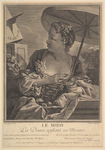 Midi. Une dame réglant sa montre - G E Petit