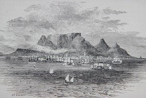 Le Cap vu de la baie de la Table, Afrique du Sud, de 