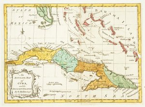 Carte précise de Cuba et des îles adjacentes, pub c. 1762