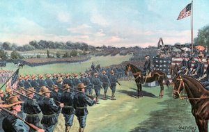 Le président McKinley passant en revue les volontaires des États-Unis au camp Alger - G. W. Peters