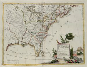Canada, les colonies anglaises avec la Louisiane et la Floride, gravure par G. Zuliani tirée du Tome I du Nouvel Atlas publié à Venise en 1778 par Antonio Zatta, Collection Privée - G. Zuliani