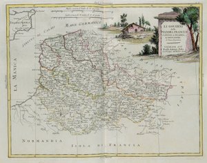 Les Gouvernances de Flandre française, Artois, Picardie et Boulonnais, gravure par G. Zuliani tirée du Tome I du Nouvel Atlas publié à Venise en 1776 par Antonio Zatta, Collection Privée