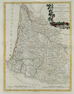 Les Gouvernances de Guyenne et de Gascogne avec celle de Béarn et de Basse-Navarre, gravure par G. Zuliani tirée du Tome I du Nouvel Atlas publié à Venise en 1776 par Antonio Zatta, Collection Privée - G. Zuliani