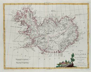 Islande divisée en ses districts, gravure de G. Zuliani tirée du Tome III du "Newest Atlas" publié à Venise en 1781 par Antonio Zatta, Collection Privée - G. Zuliani