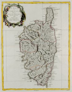 Île de Corse divisée en ses provinces, gravure de G. Zuliani tirée du Tome II du "Nouvel Atlas" publié à Venise en 1782 par Antonio Zatta, Collection Privée - G. Zuliani