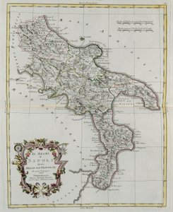 Royaume de Naples divisé en ses provinces, gravure de G. Zuliani tirée du Tome II du "Newest Atlas" publié à Venise en 1781 par Antonio Zatta, Collection Privée - G. Zuliani