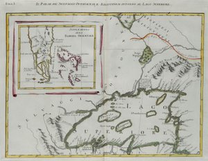 Terre des Indiens Ottawa et Kilistine autour du lac Supérieur et un supplément de la Floride orientale, gravure de G. Zuliani tirée du Tome I du "Nouvel Atlas" publié à Venise en 1778 par Antonio Zatta, Collection privée - G. Zuliani