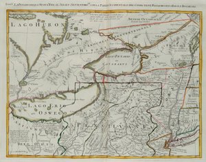Pennsylvanie, New York, sud du New Jersey, avec la partie occidentale du Connecticut, de la baie du Massachusetts et Terre des Iroquois, gravure de G. Zuliani tirée du Tome I du "Nouvel Atlas" publié à Venise en 1778 par Antonio Zatta, Collection Privée - G. Zuliani