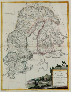 Suède divisée en ses royaumes, gravure de G. Zuliani tirée du Tome III du "Newest Atlas" publié à Venise en 1781 par Antonio Zatta, Collection Privée - G. Zuliani