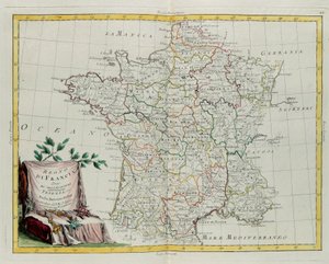 Le Royaume de France divisé en ses gouvernances, gravure par G. Zuliani tirée du Tome I du Nouvel Atlas publié à Venise en 1776 par Antonio Zatta, Collection Privée