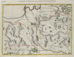 La partie occidentale de la Nouvelle-France ou du Canada, gravure de G. Zuliani tirée du Tome I du "Nouvel Atlas" publié à Venise en 1778 par Antonio Zatta, Collection Privée - G. Zuliani