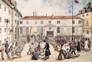 Les détenus de la prison du Bicêtre sont enchaînés dans la cour - Gabriel Cloquemin