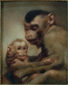 Mère avec enfant (singes) - Gabriel Cornelius Ritter von Max