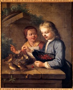Les enfants Dexu donnent des cerises aux oiseaux - Gabriel Gresly