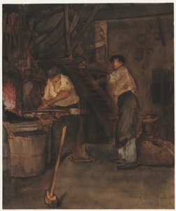 Étude pour La forge : Souvenir de Le Tréfort - Gabriel Huquier