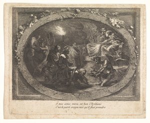 Voltaire arrivé en enfer - Gabriel Jacques de Saint Aubin (school of)