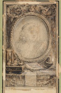 Cadre allégorique avec une chauve-souris - Gabriel Jacques de Saint Aubin